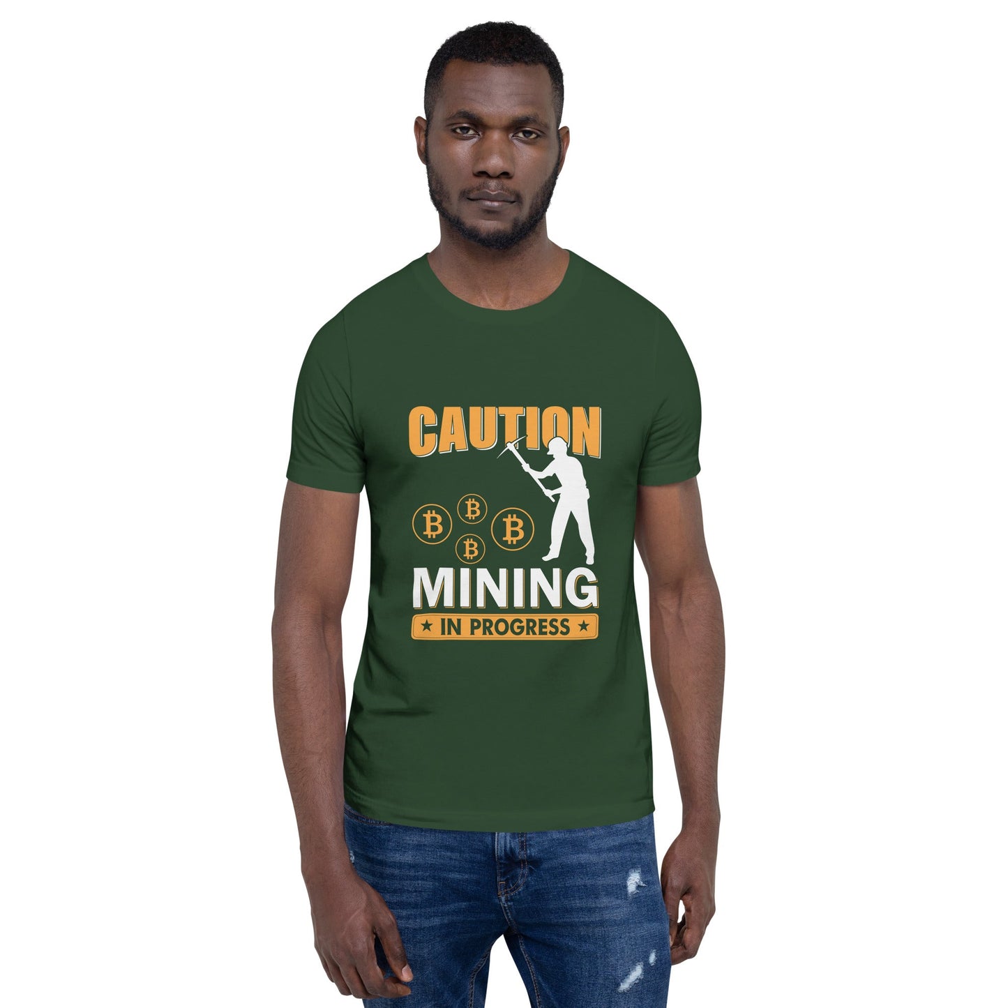 Caution Bitcoin Mining in Progress - Unisex t-shirt by DarkByteGear