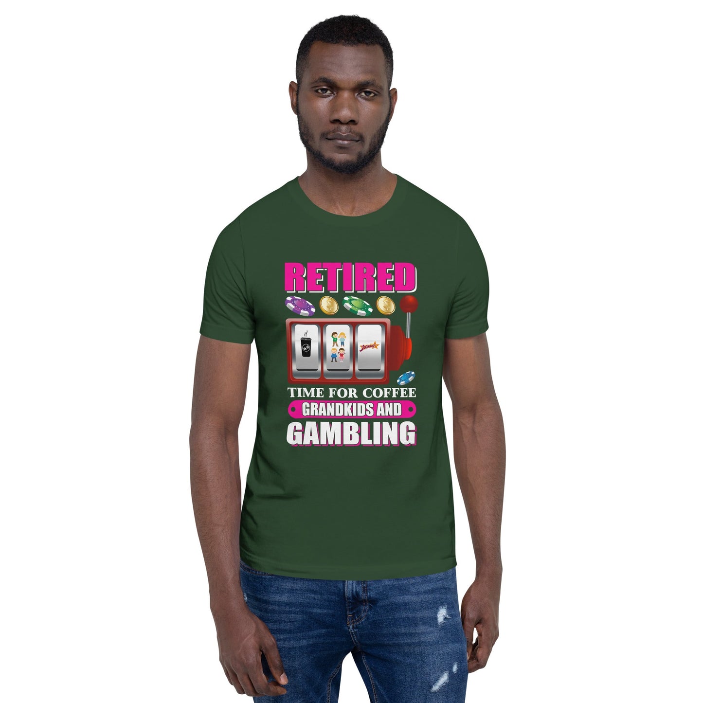 Retired: Time for Coffee, Grandkids and Gambling - Unisex t-shirt by DarkByteGear