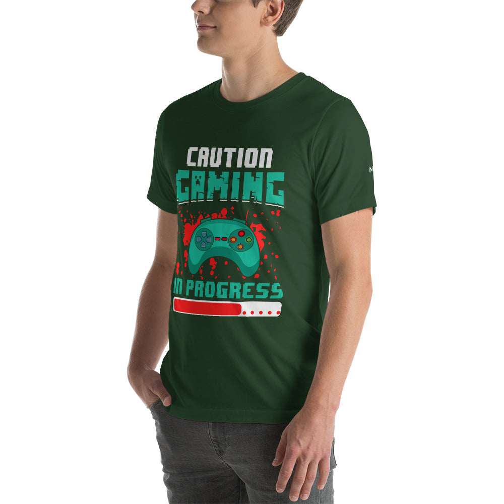 Caution! Gaming In Process Unisex t-shirt by DarkByteGear
