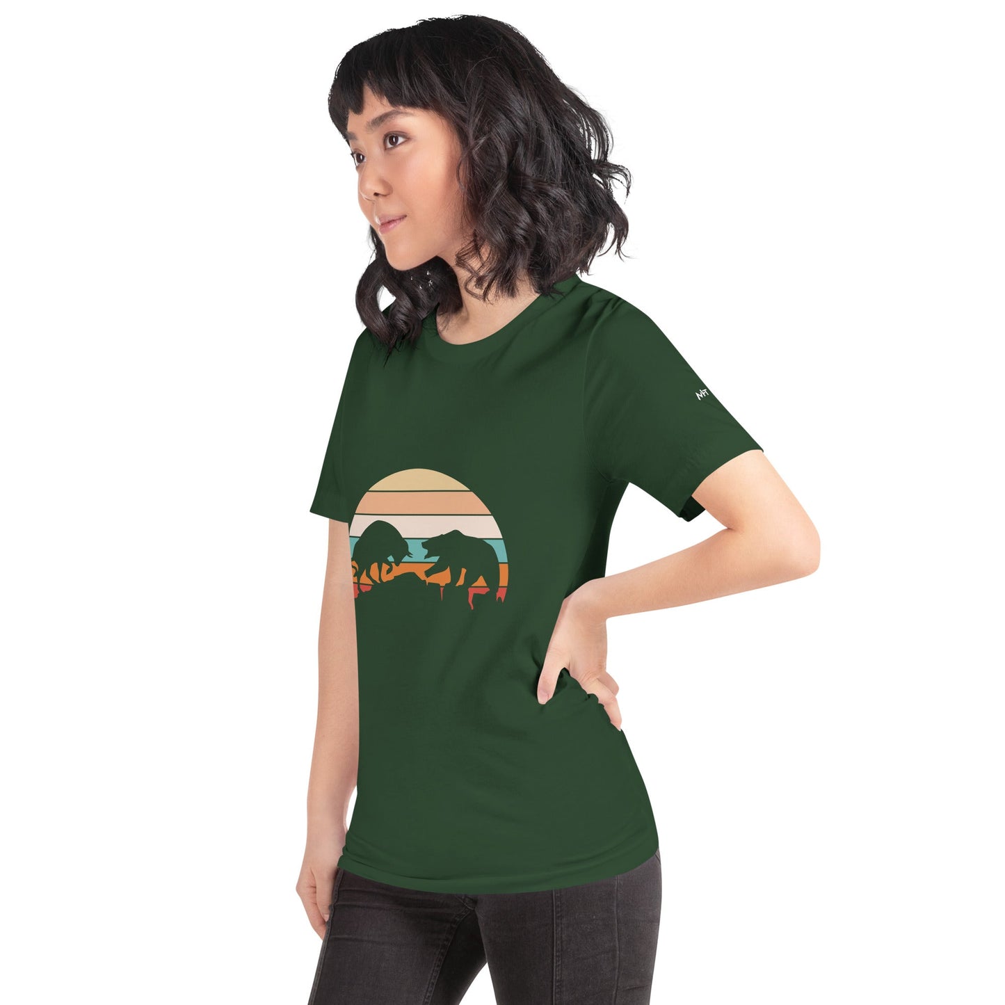 Bull Bear Fight in Sunset - Unisex t-shirt by DarkByteGear