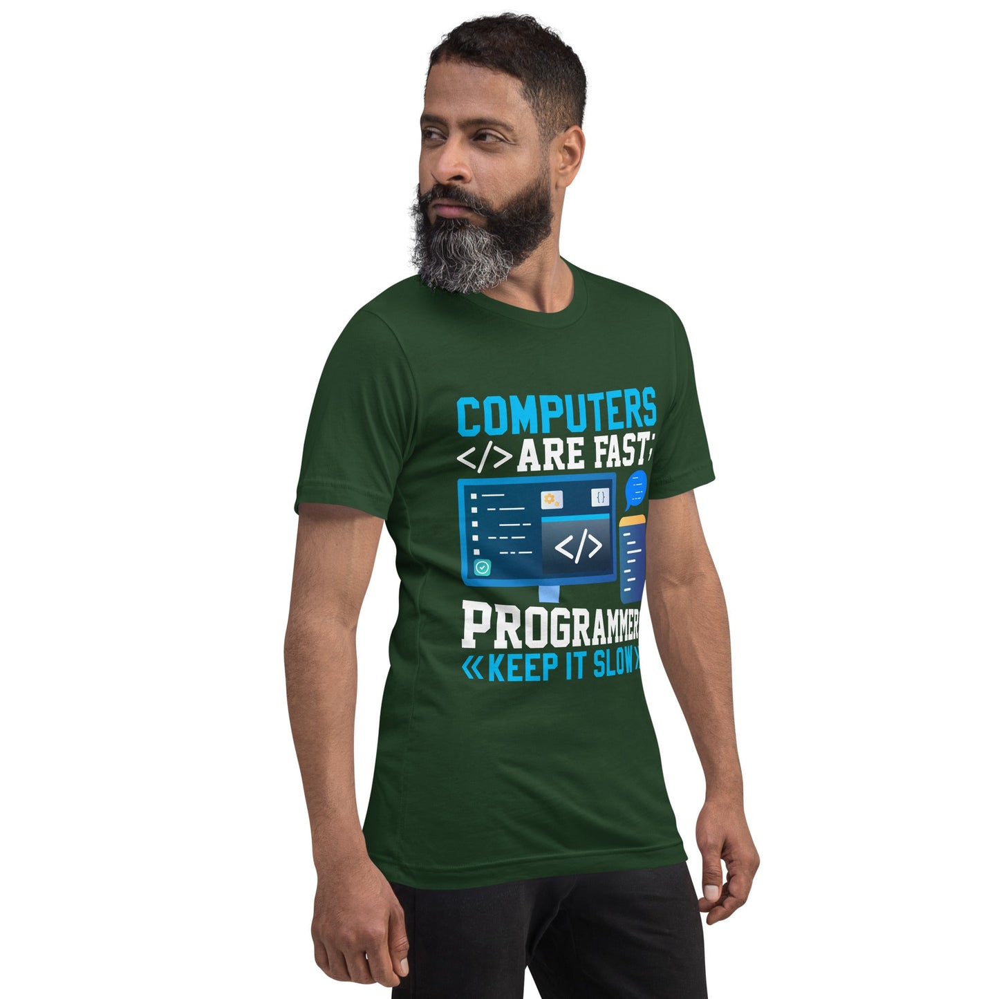 Computers are fast - Blue RK Unisex t-shirt by DarkByteGear