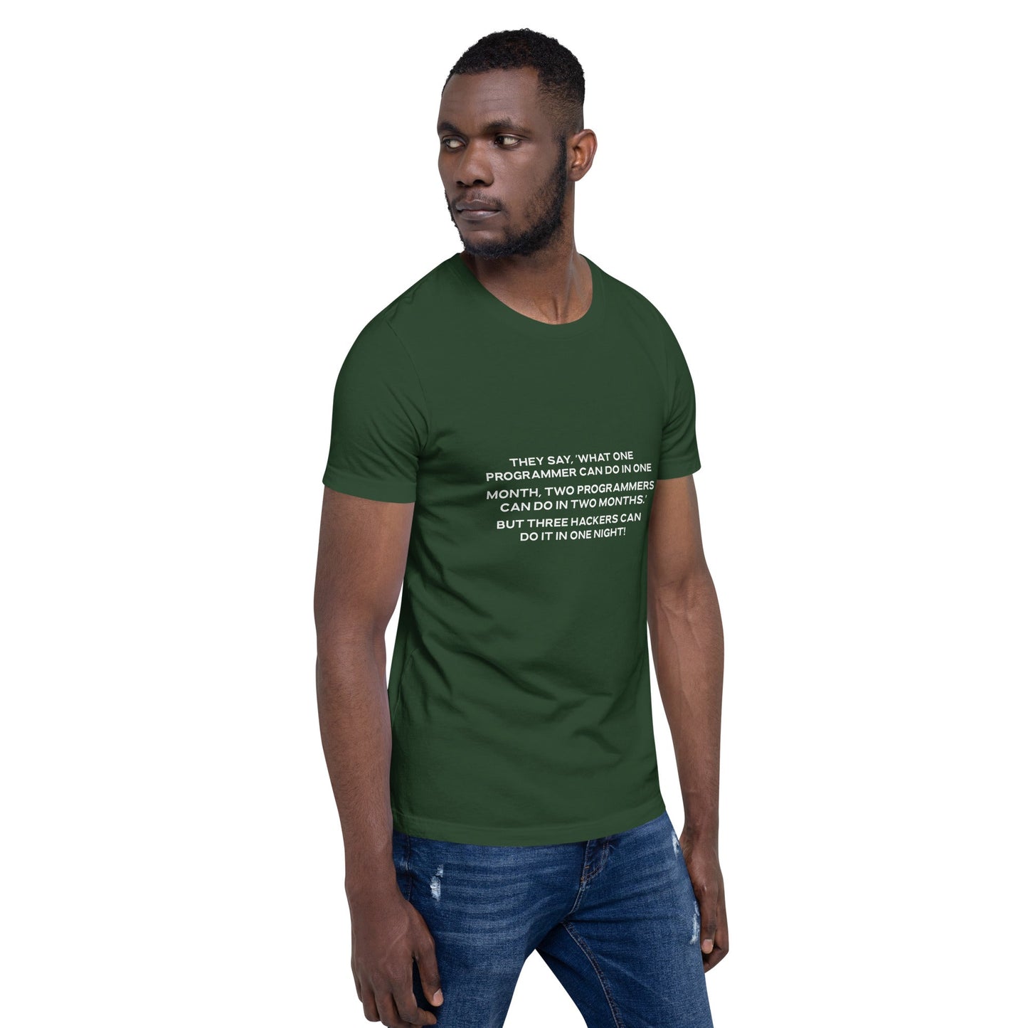 They say, what one programmer can do in one month V2 - Unisex t-shirt by DarkByteGear