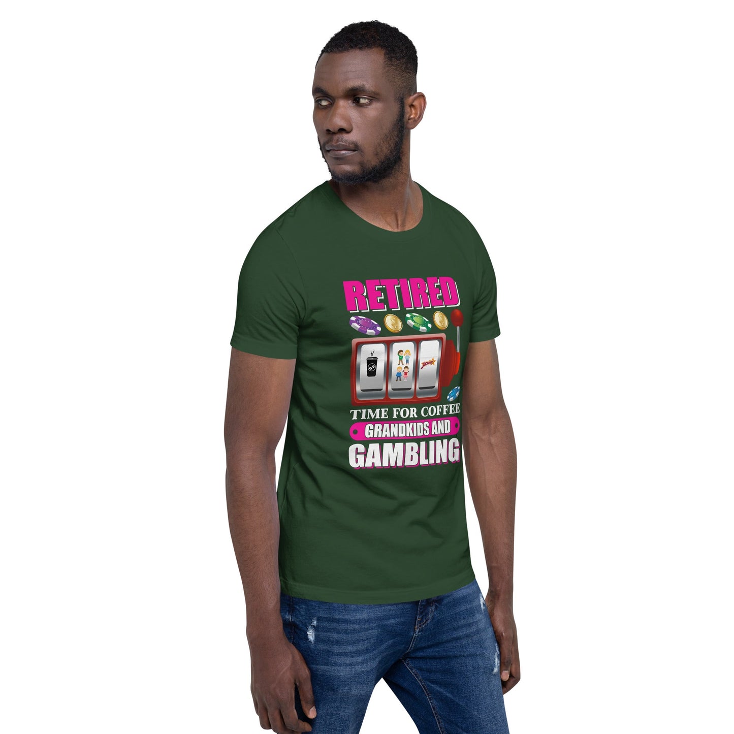 Retired: Time for Coffee, Grandkids and Gambling - Unisex t-shirt by DarkByteGear