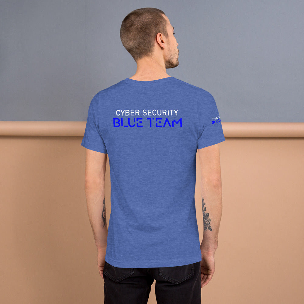 Cybersecurity Blue Team v4 - Short-sleeve unisex t-shirt (back print) by DarkByteGear