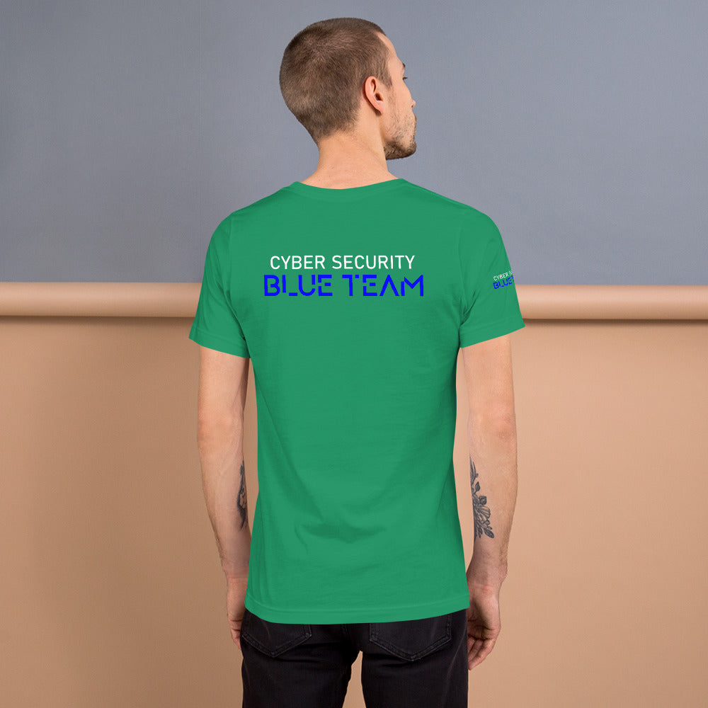 Cybersecurity Blue Team v4 - Short-sleeve unisex t-shirt (back print) by DarkByteGear
