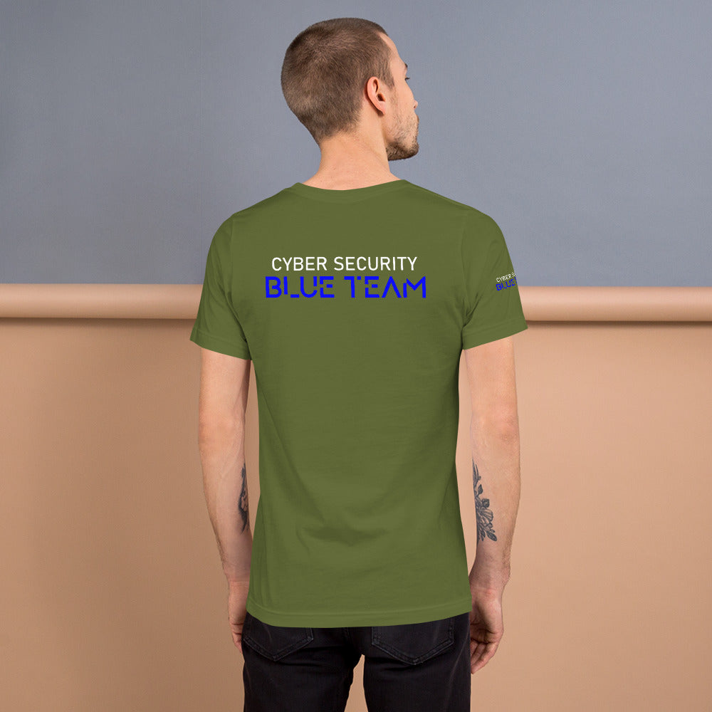 Cybersecurity Blue Team v4 - Short-sleeve unisex t-shirt (back print) by DarkByteGear