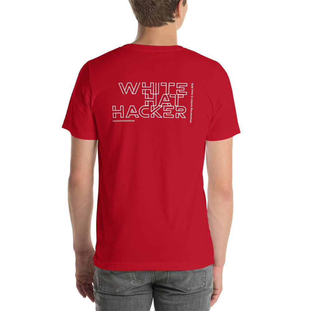White Hat Hacker - Short-Sleeve Unisex T-Shirt (back print) by DarkByteGear
