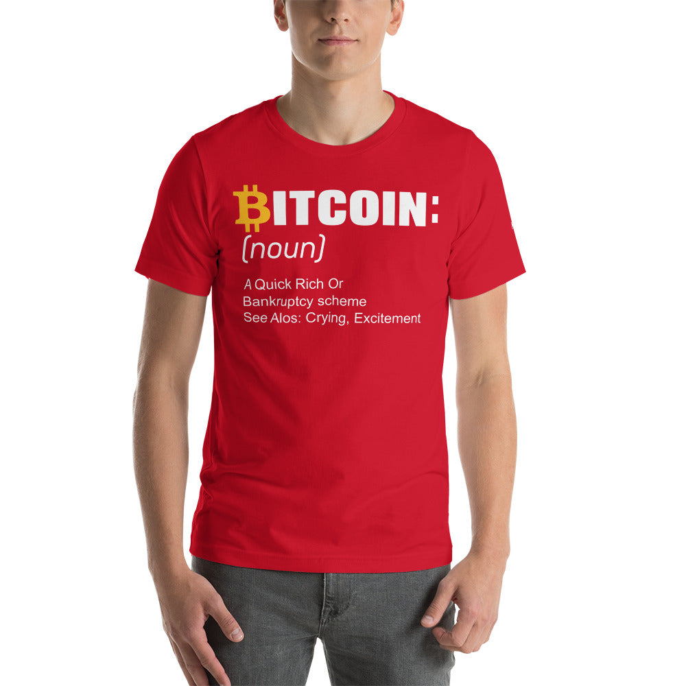 Bitcoin definition ( Yellow Cap B ) - Unisex t-shirt by DarkByteGear