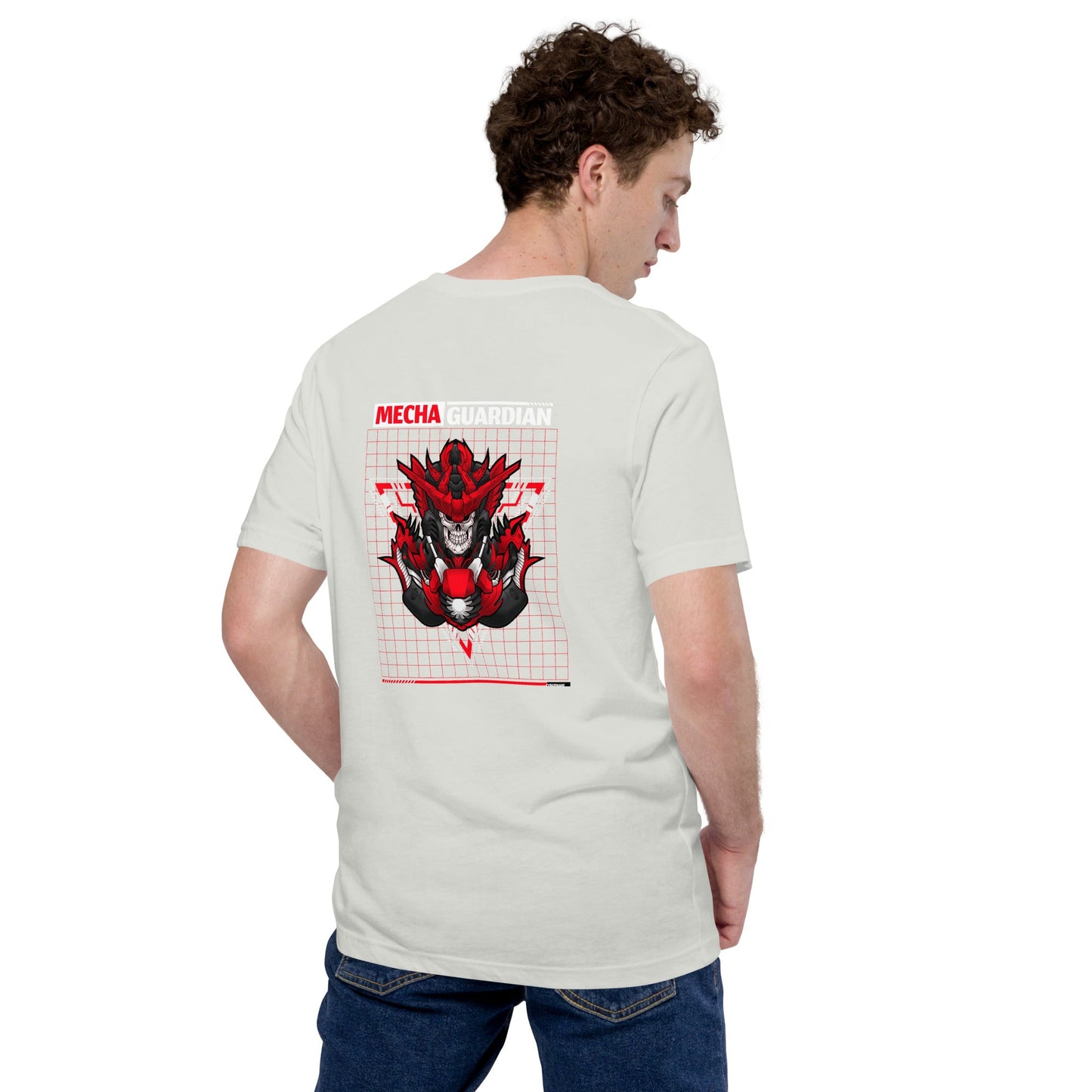 Red Mecha Guardian - Unisex t-shirt ( Back Print ) by DarkByteGear