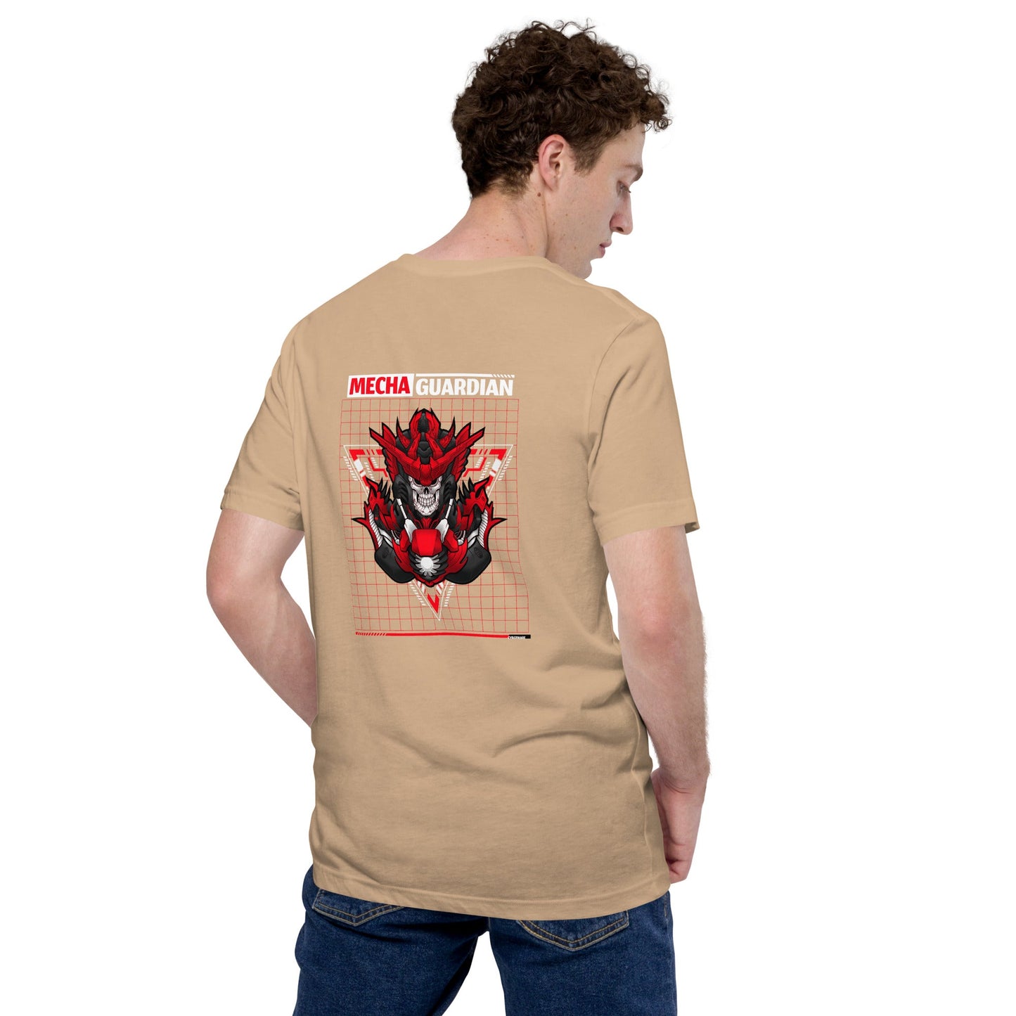 Red Mecha Guardian - Unisex t-shirt ( Back Print ) by DarkByteGear