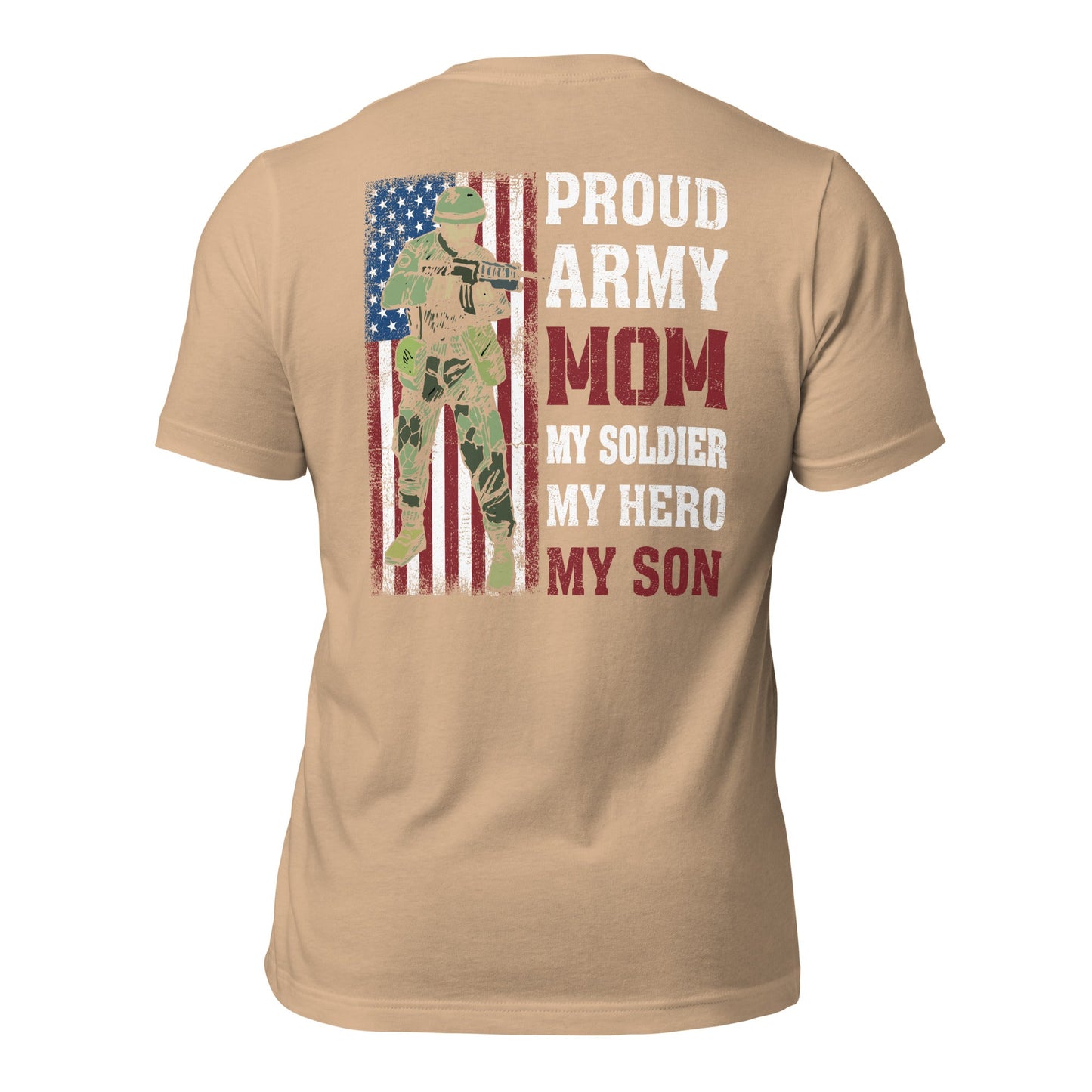 Proud Army Mom - Unisex t-shirt (back print) by DarkByteGear