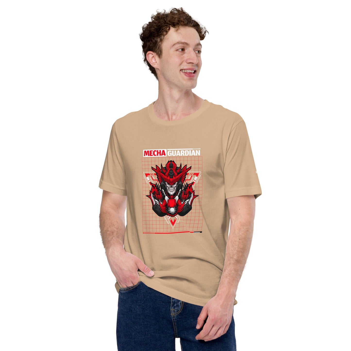 Red Mecha Guardian - Unisex t-shirt by DarkByteGear