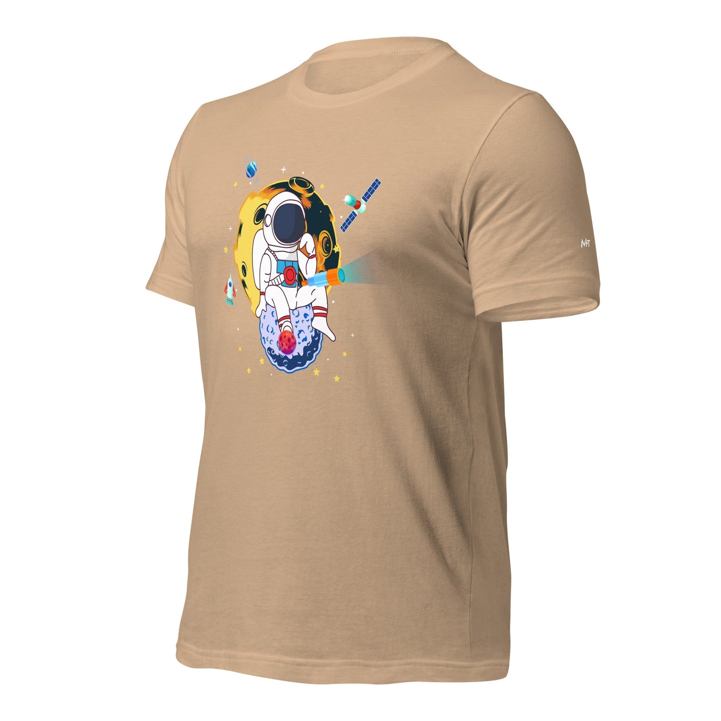 Astranaut catching stars - Unisex t-shirt by DarkByteGear