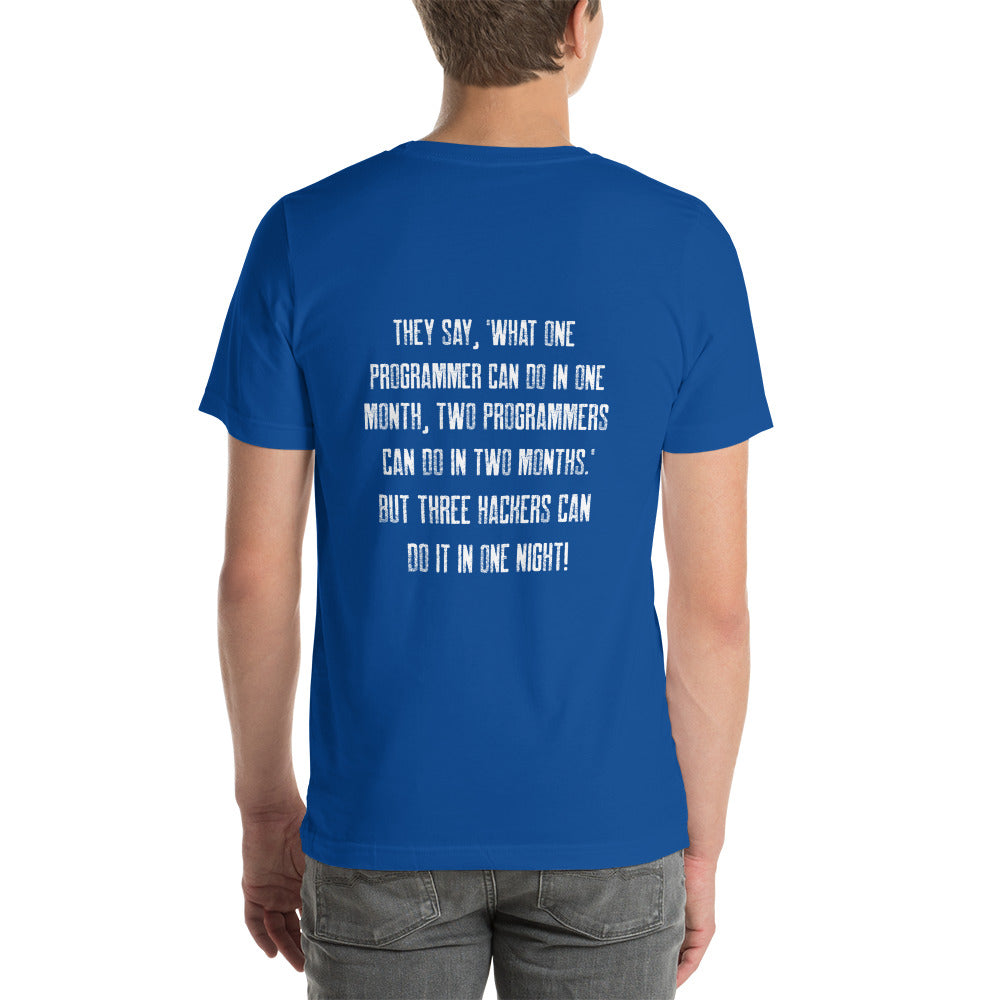 They say, what one programmer can do in one month V1 - Unisex t-shirt ( Back Print ) by DarkByteGear