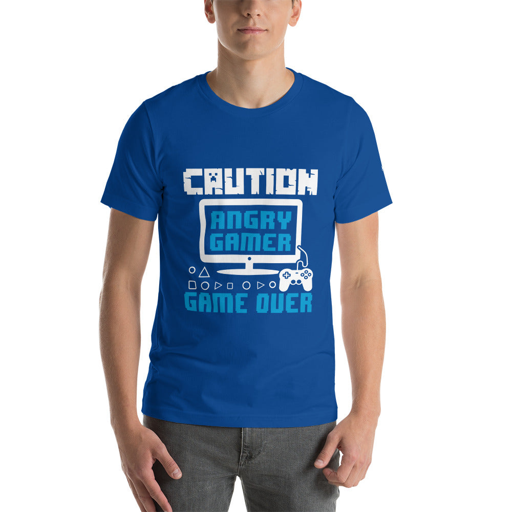 Caution! Angry Gamer Unisex t-shirt by DarkByteGear