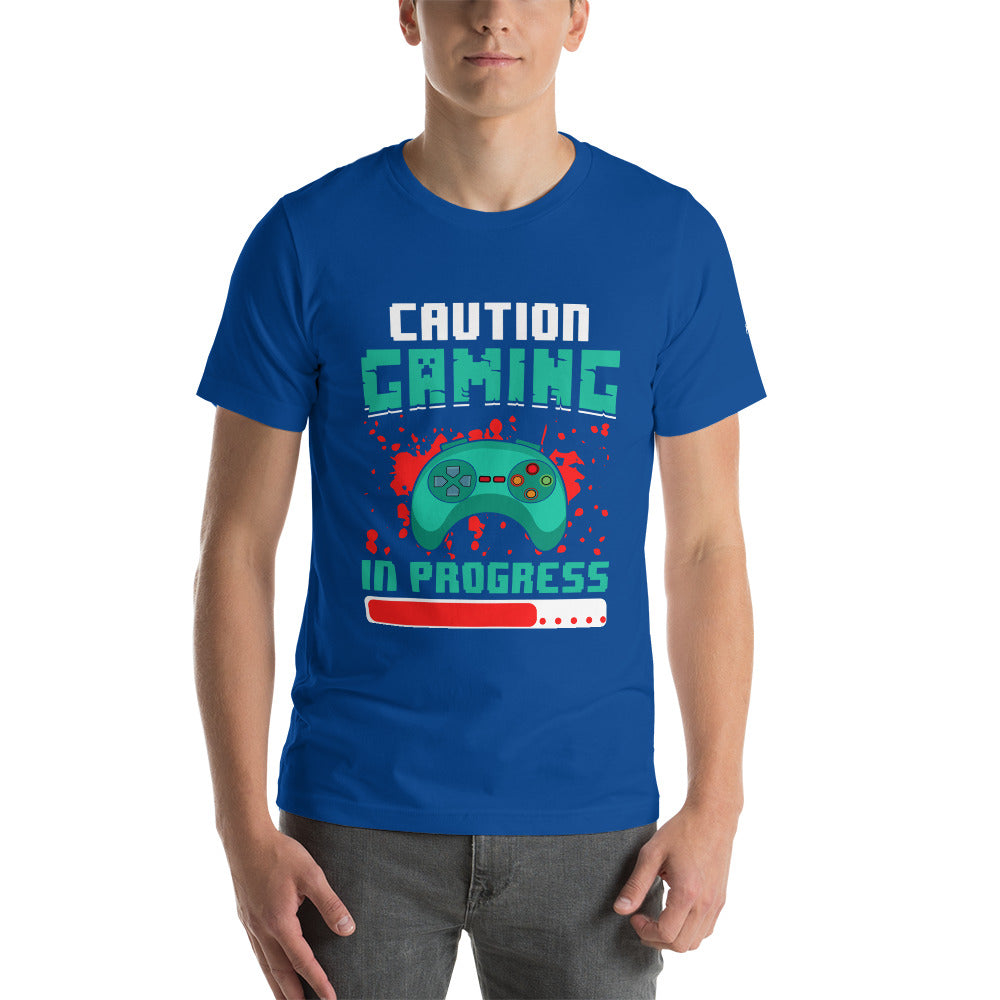 Caution! Gaming In Process Unisex t-shirt by DarkByteGear