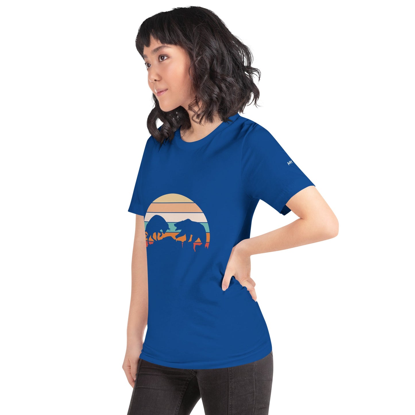 Bull Bear Fight in Sunset - Unisex t-shirt by DarkByteGear