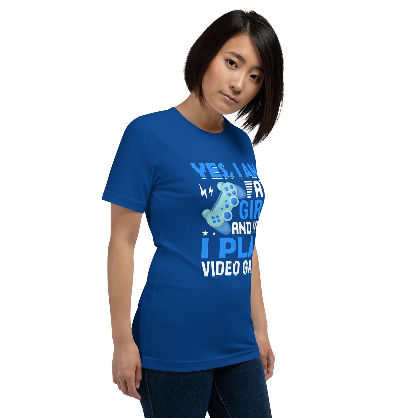 Yes, I am a Girl. Yes! I play Videogame Unisex t-shirt by DarkByteGear