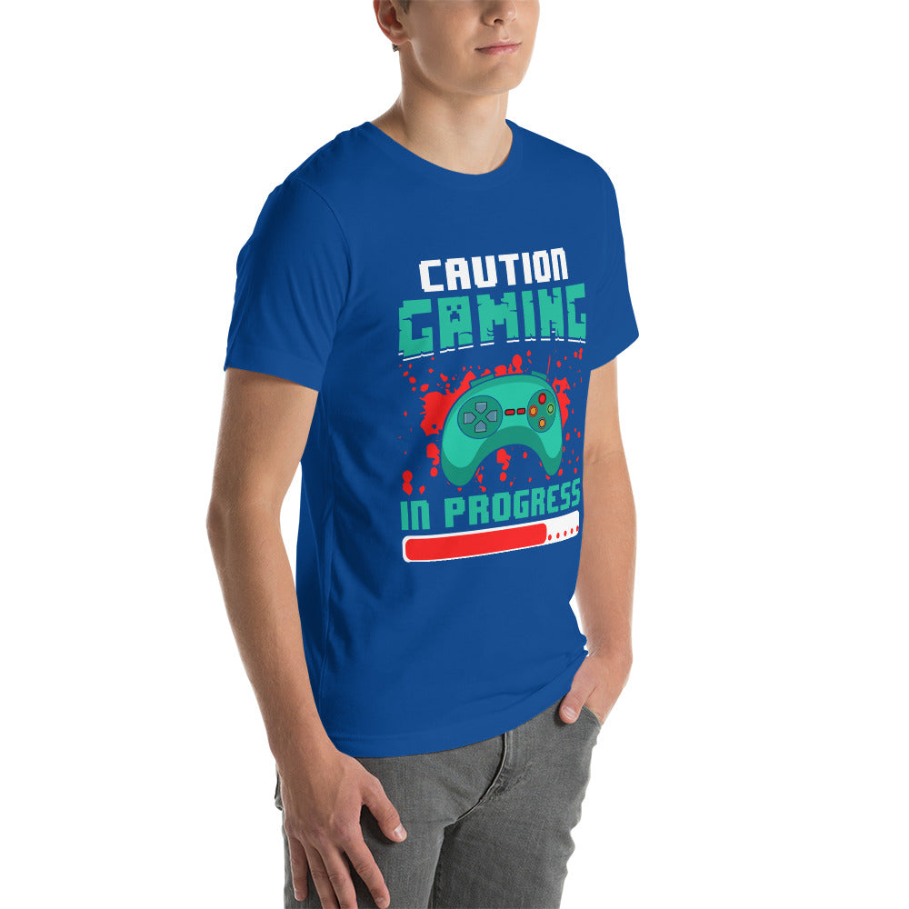 Caution! Gaming In Process Unisex t-shirt by DarkByteGear