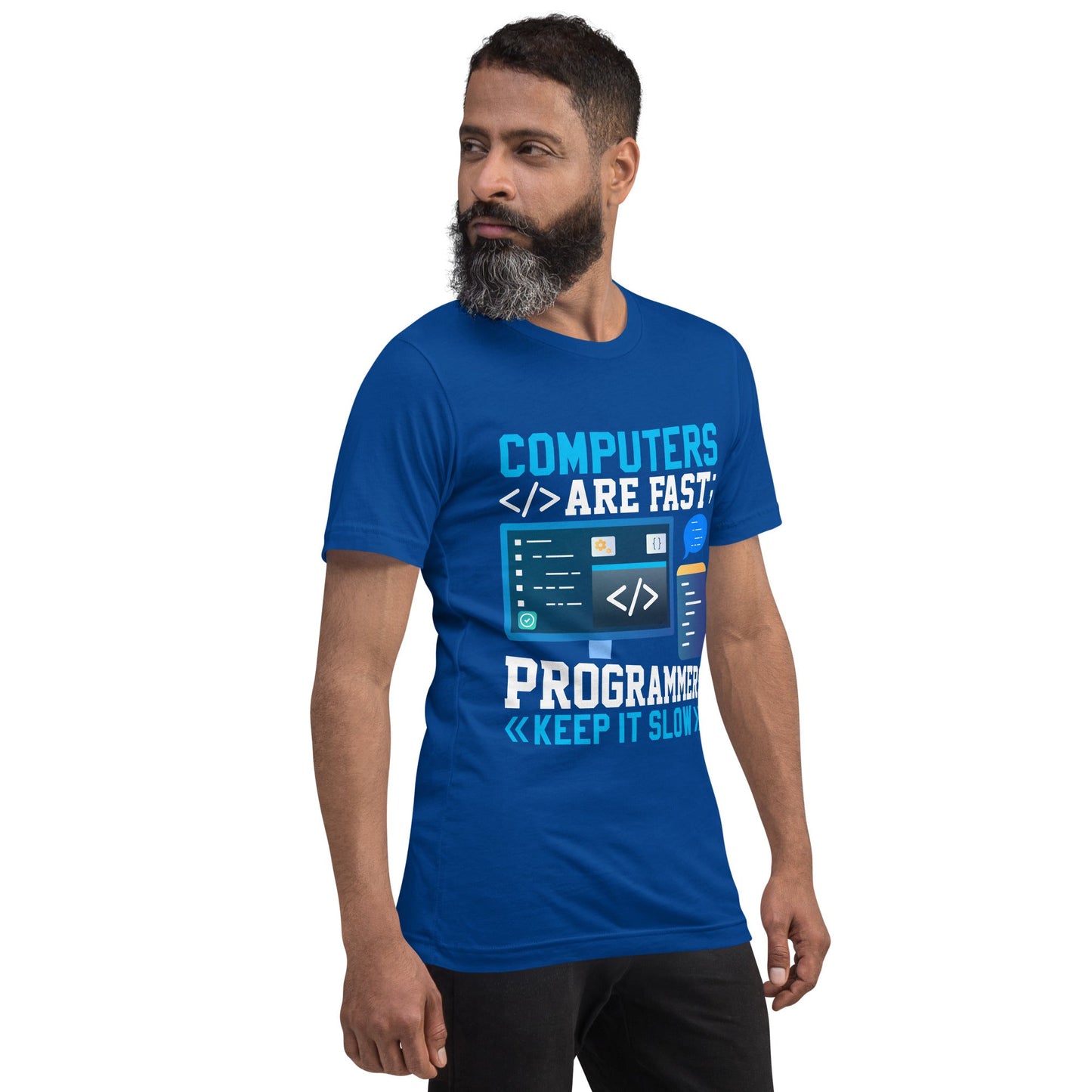 Computers are fast - Blue RK Unisex t-shirt by DarkByteGear