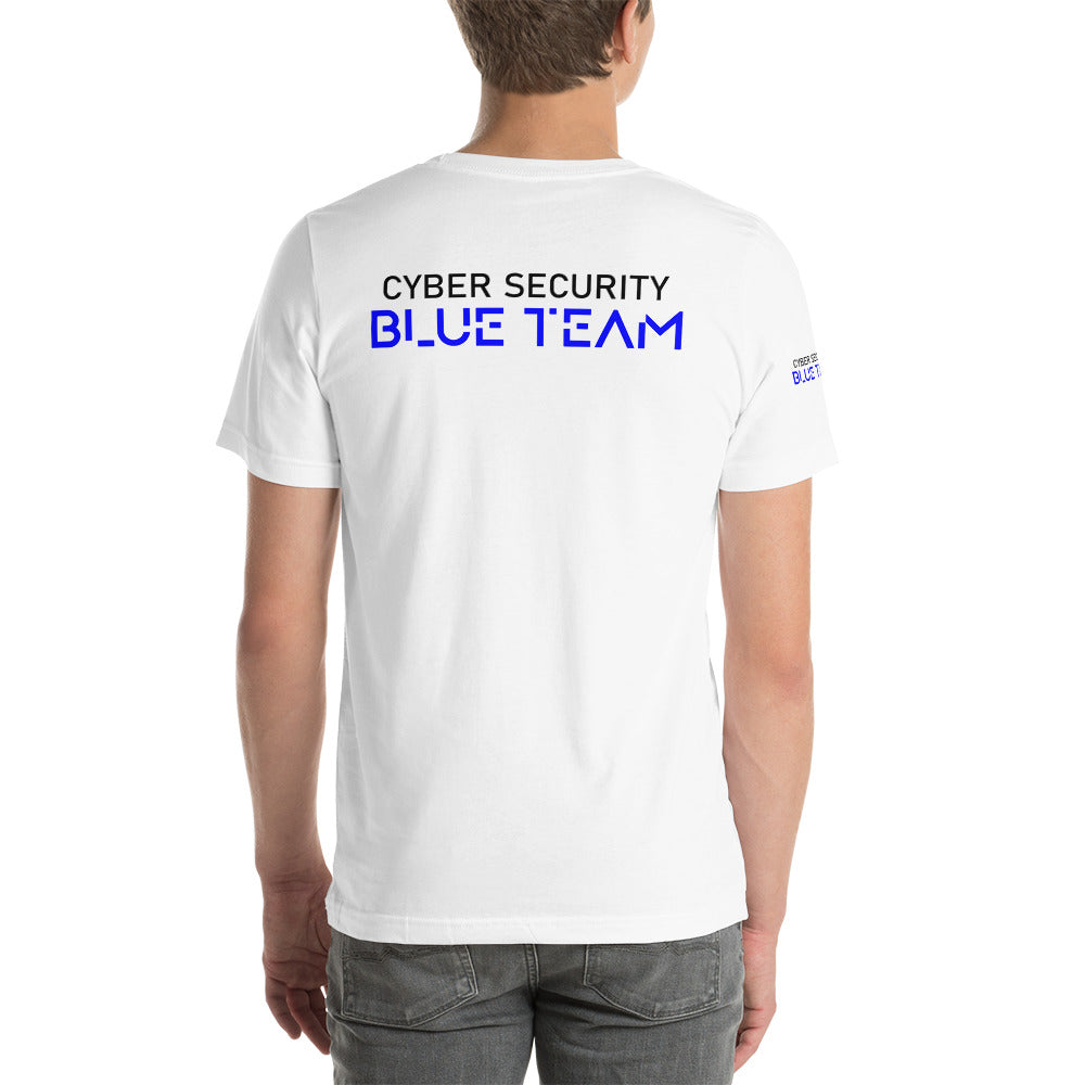 Cybersecurity Blue Team v4 - Short-sleeve unisex t-shirt (back print) by DarkByteGear