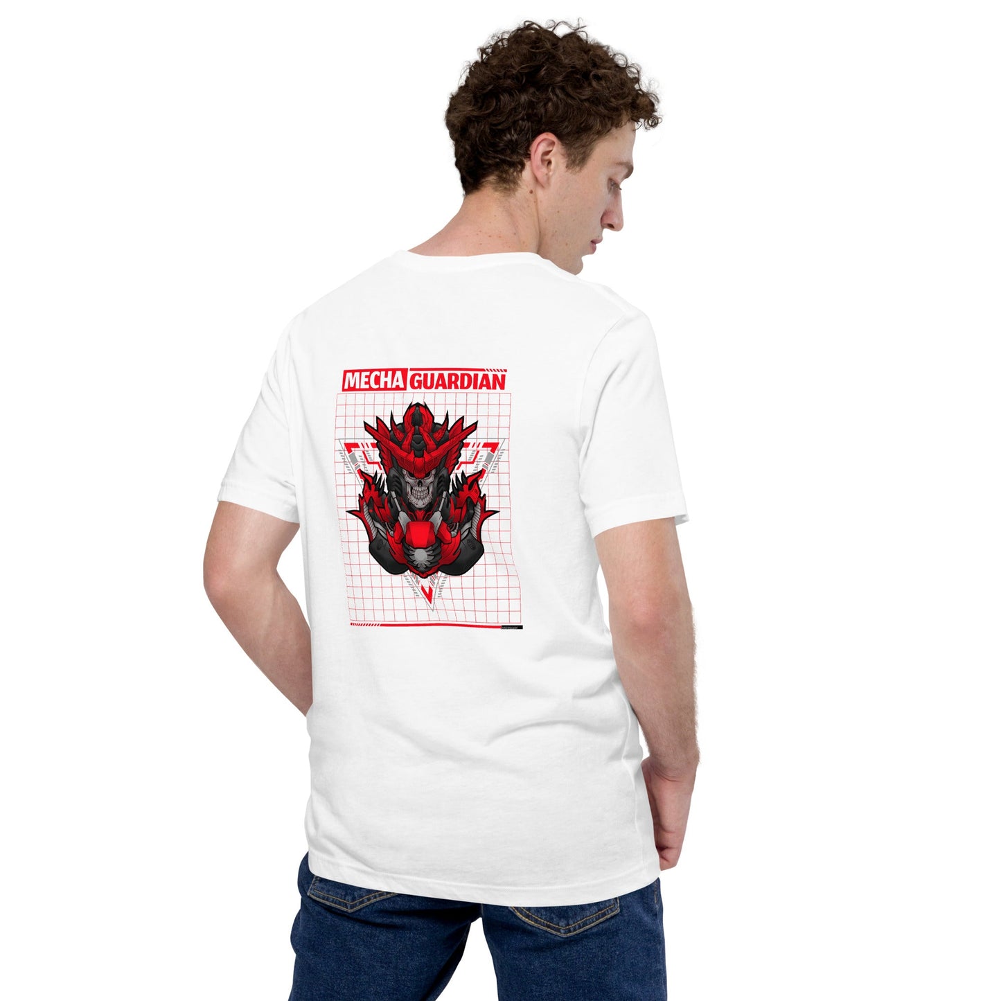 Red Mecha Guardian - Unisex t-shirt ( Back Print ) by DarkByteGear