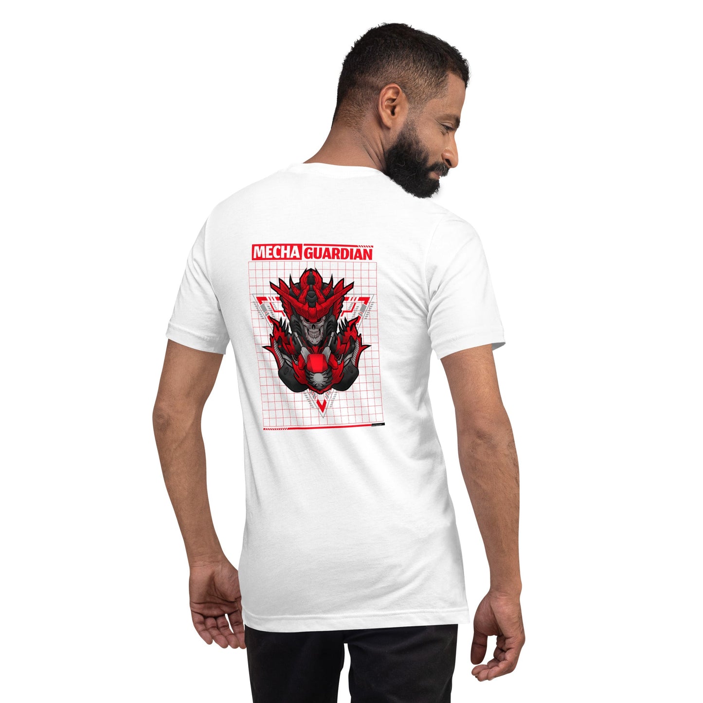 Red Mecha Guardian - Unisex t-shirt ( Back Print ) by DarkByteGear