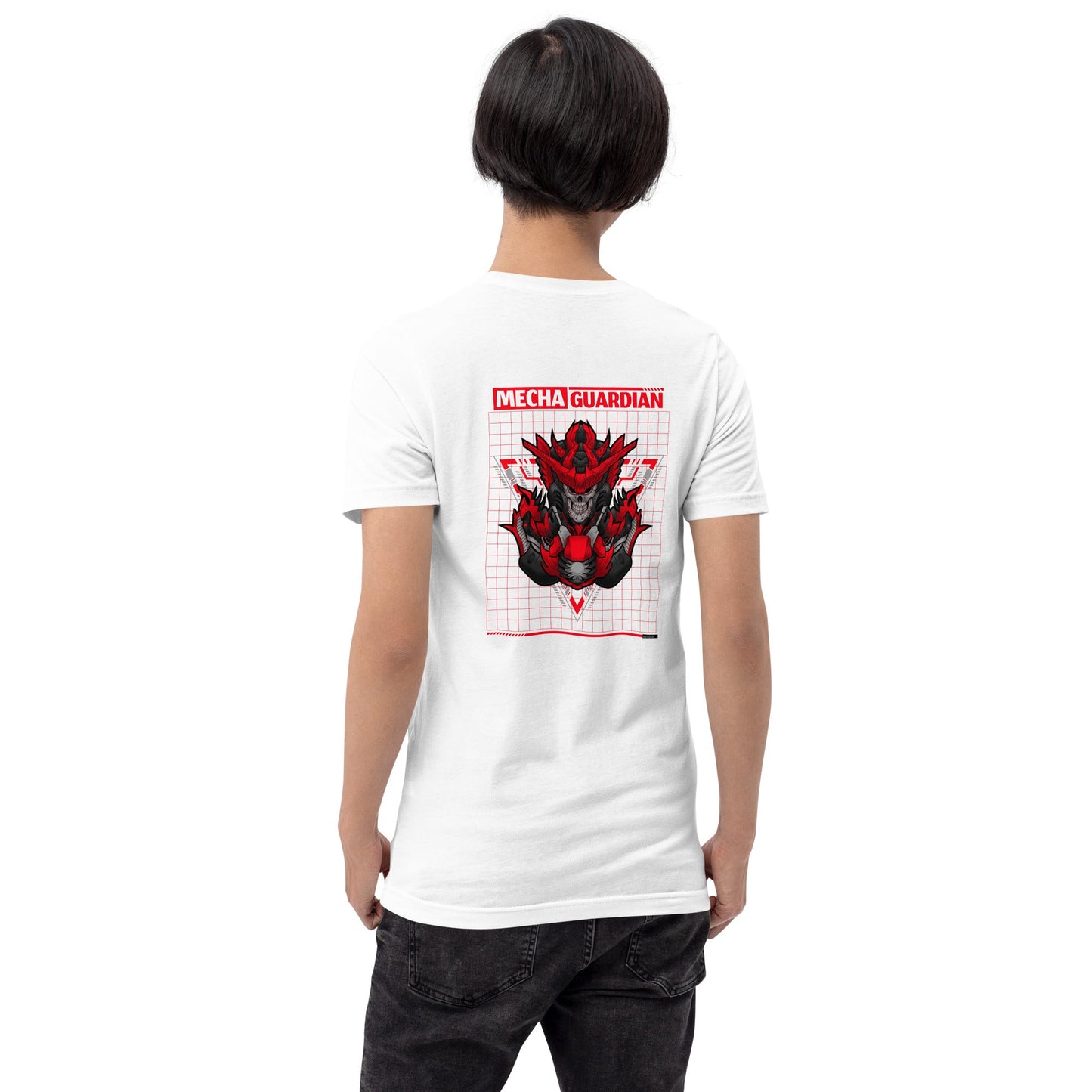 Red Mecha Guardian - Unisex t-shirt ( Back Print ) by DarkByteGear