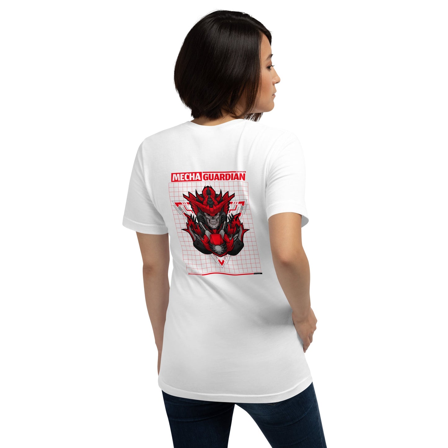 Red Mecha Guardian - Unisex t-shirt ( Back Print ) by DarkByteGear