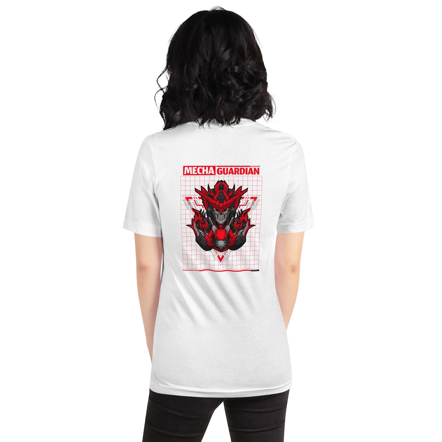 Red Mecha Guardian - Unisex t-shirt ( Back Print ) by DarkByteGear
