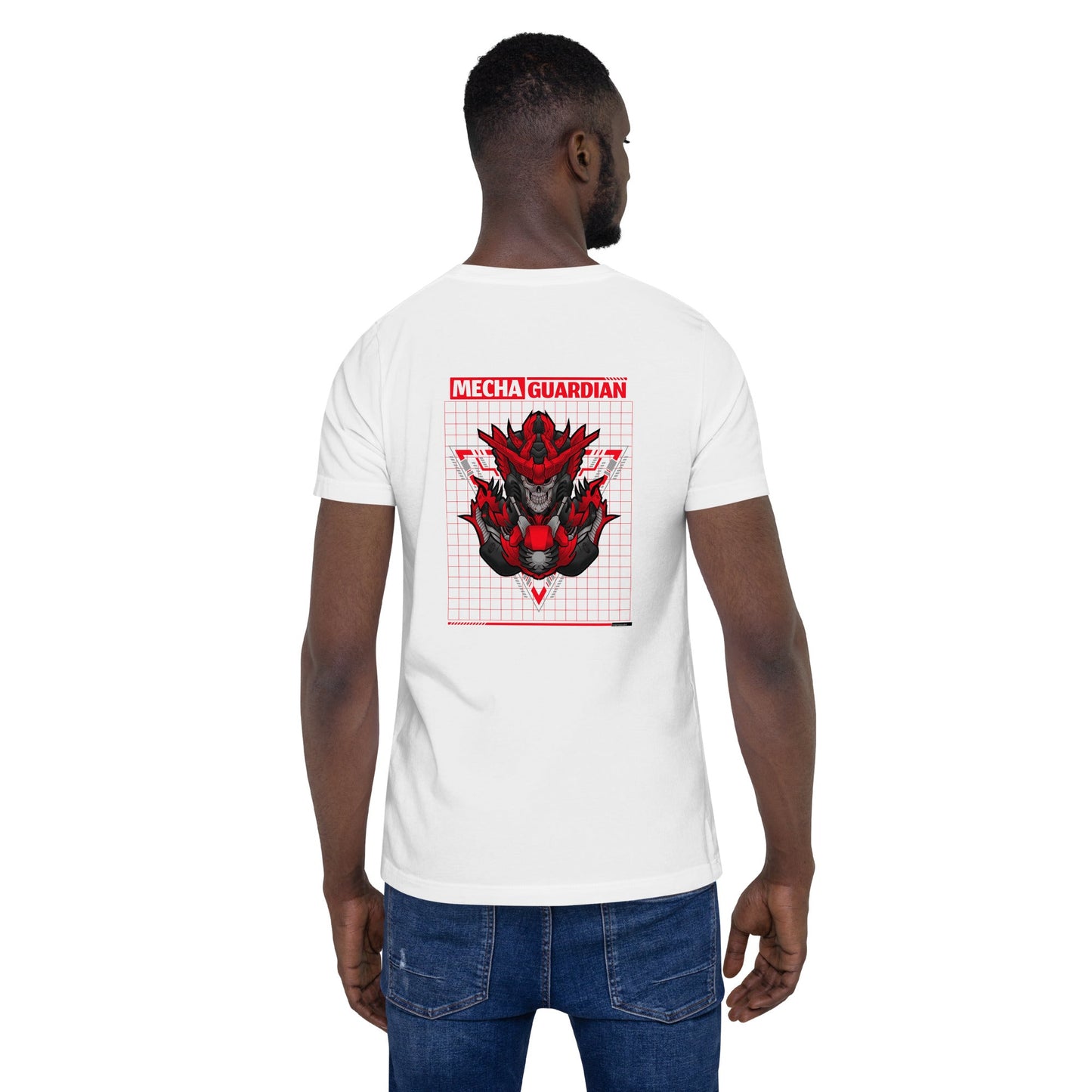 Red Mecha Guardian - Unisex t-shirt ( Back Print ) by DarkByteGear