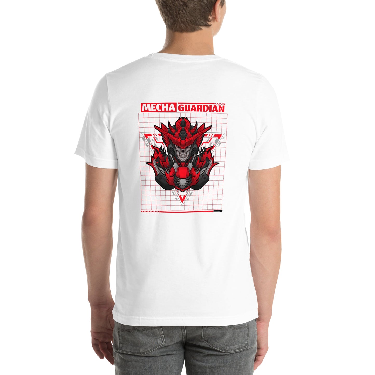 Red Mecha Guardian - Unisex t-shirt ( Back Print ) by DarkByteGear