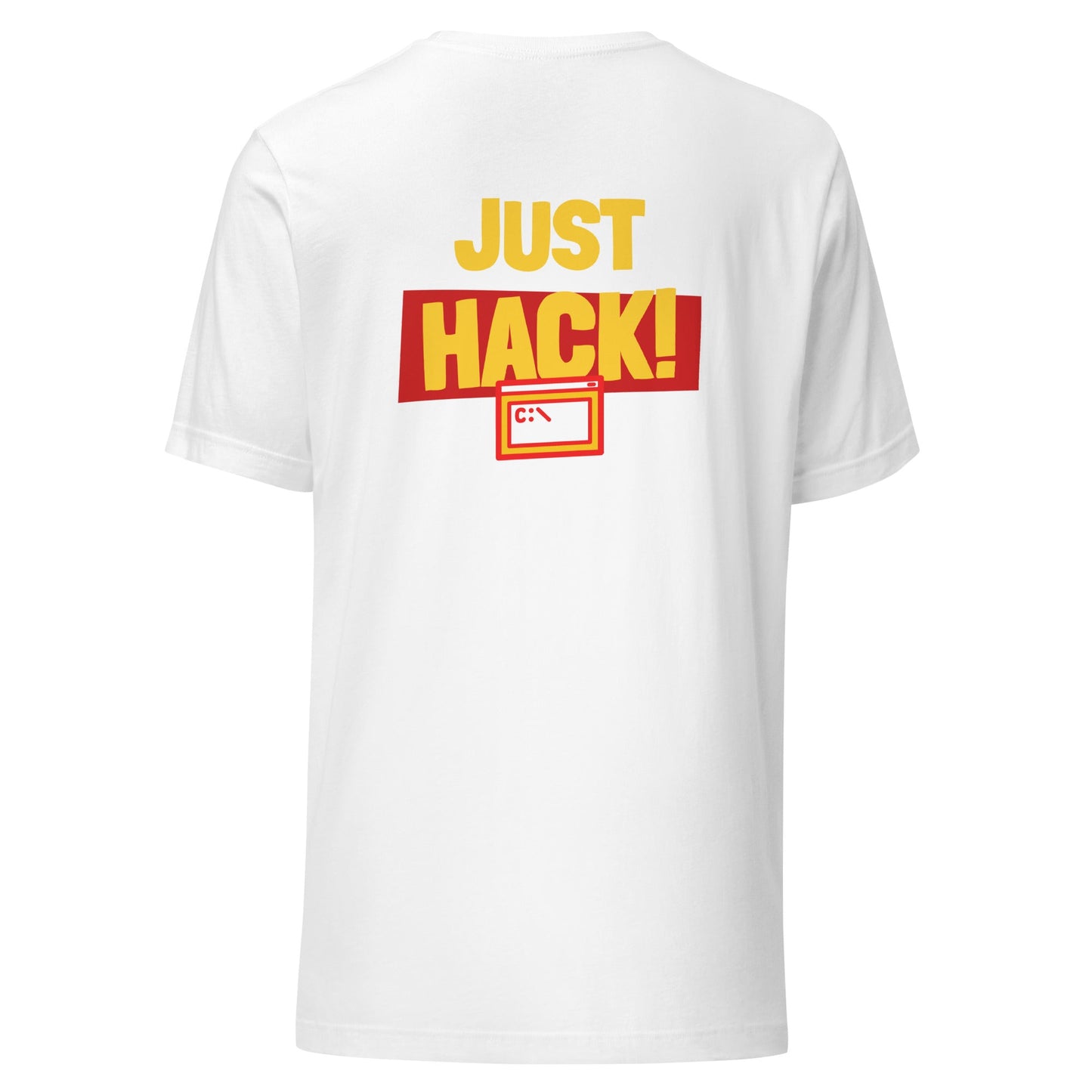 Just Hack (Yellow Text) - Unisex t-shirt ( Back Print ) by DarkByteGear