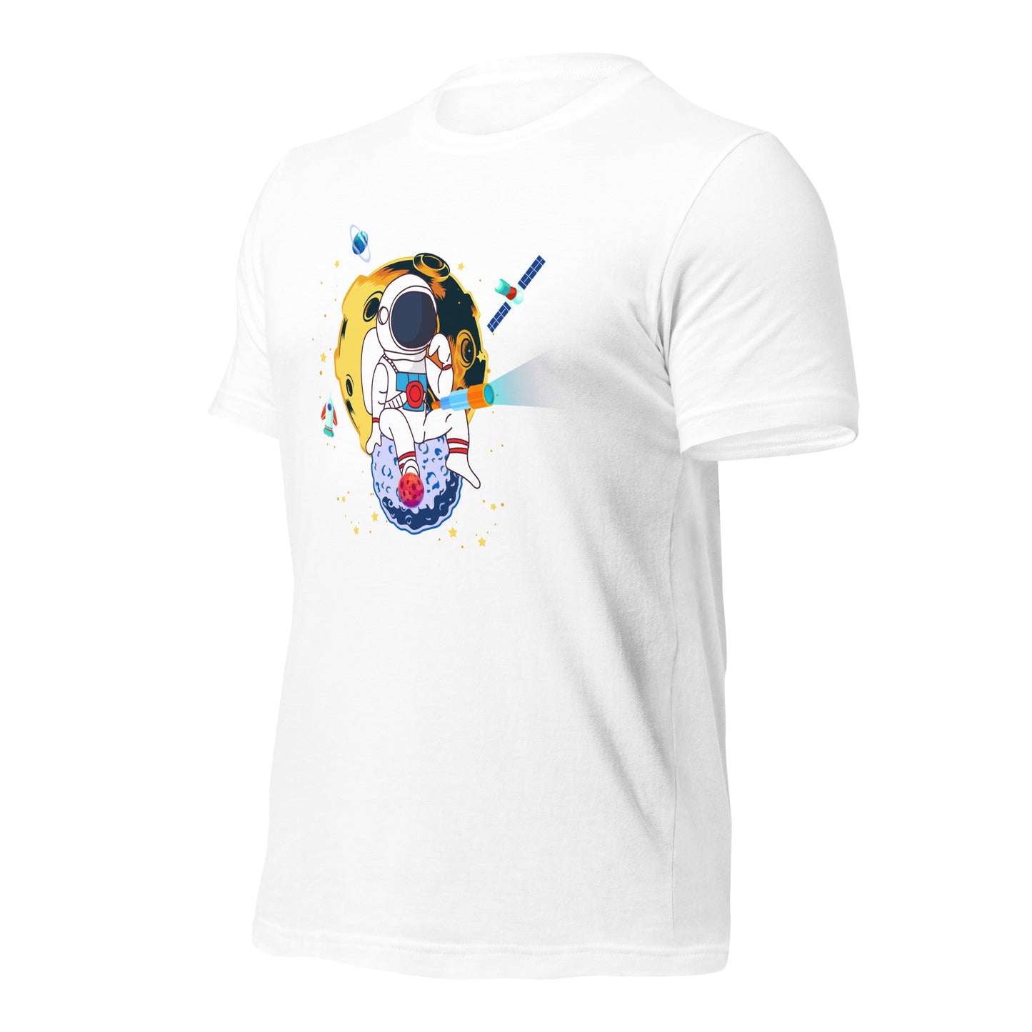 Astranaut catching stars - Unisex t-shirt by DarkByteGear