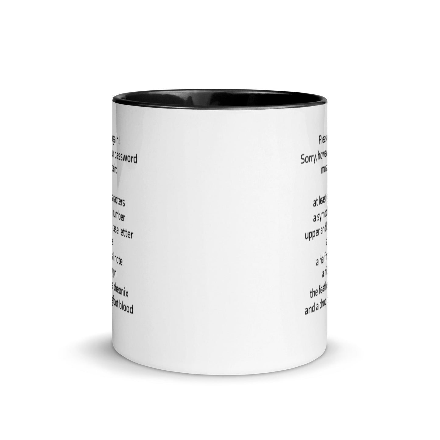 Sorry, however your password must contain - Mug with Color Inside by DarkByteGear