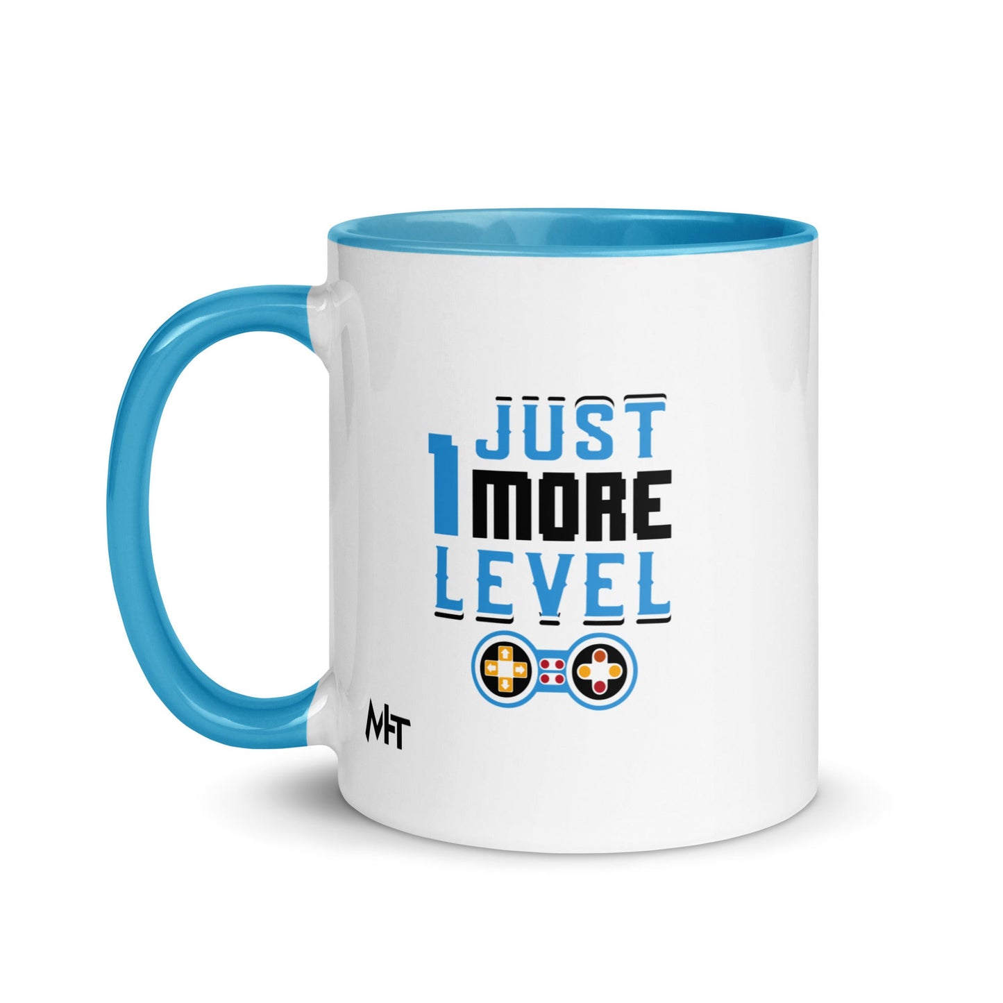 Just 1 More Level in Dark Text - Mug with Color Inside by DarkByteGear