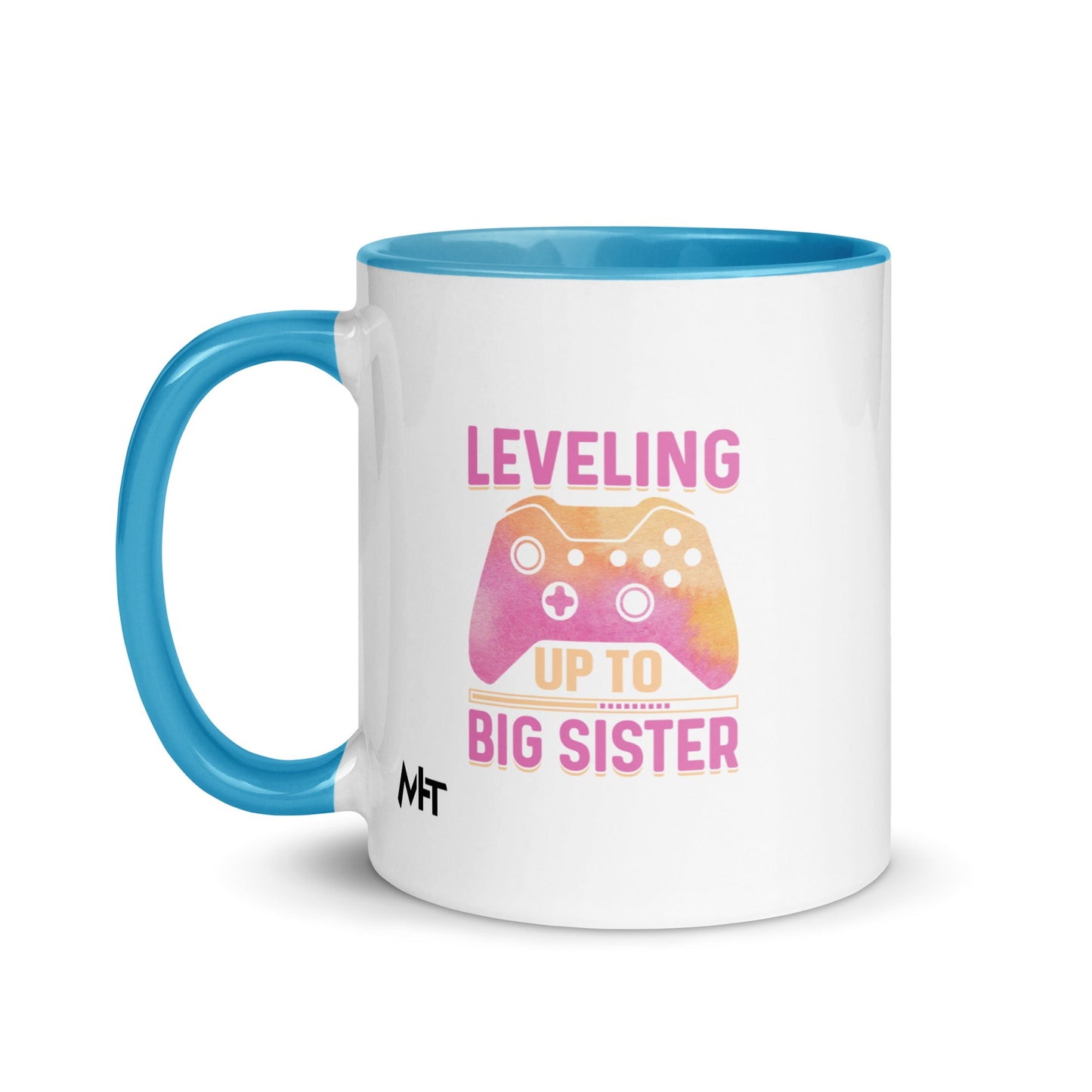 Levelling up to Big Sister for light color - Mug with Color Inside by DarkByteGear