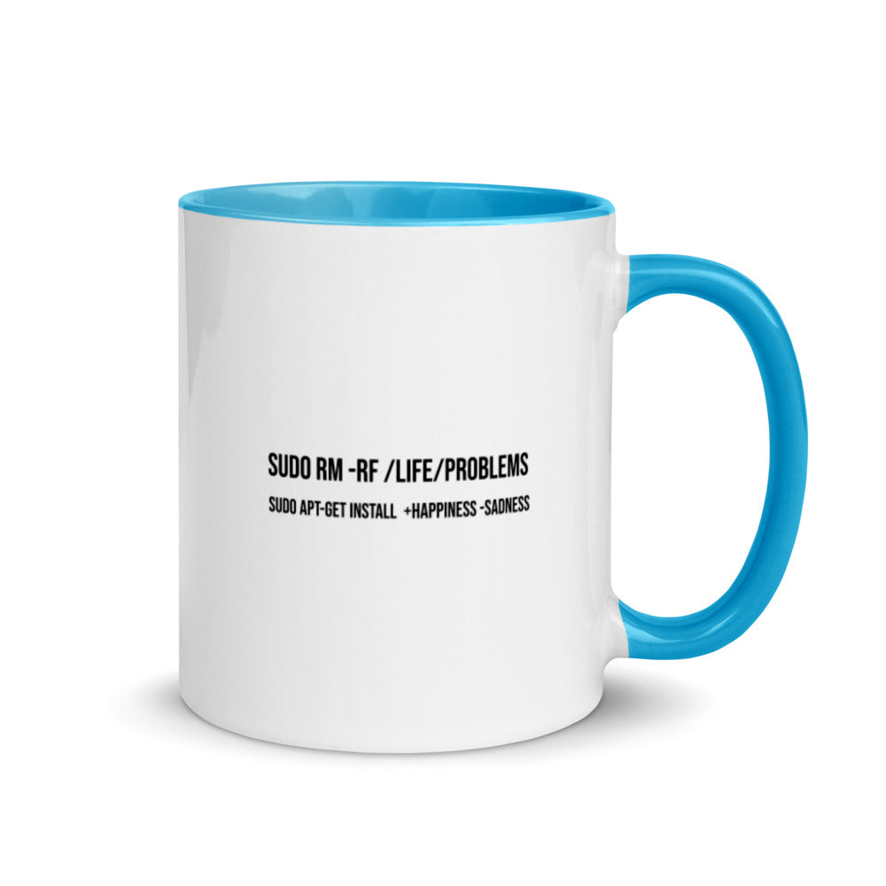 sudo rm -rf lifeproblems - Mug with Color Inside by DarkByteGear