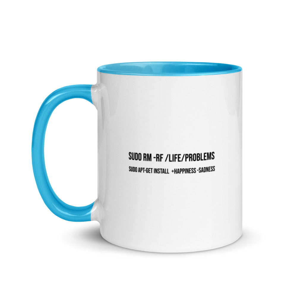 sudo rm -rf lifeproblems - Mug with Color Inside by DarkByteGear