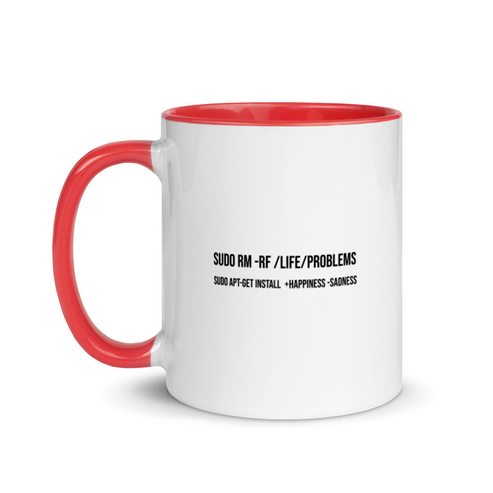 sudo rm -rf lifeproblems - Mug with Color Inside by DarkByteGear
