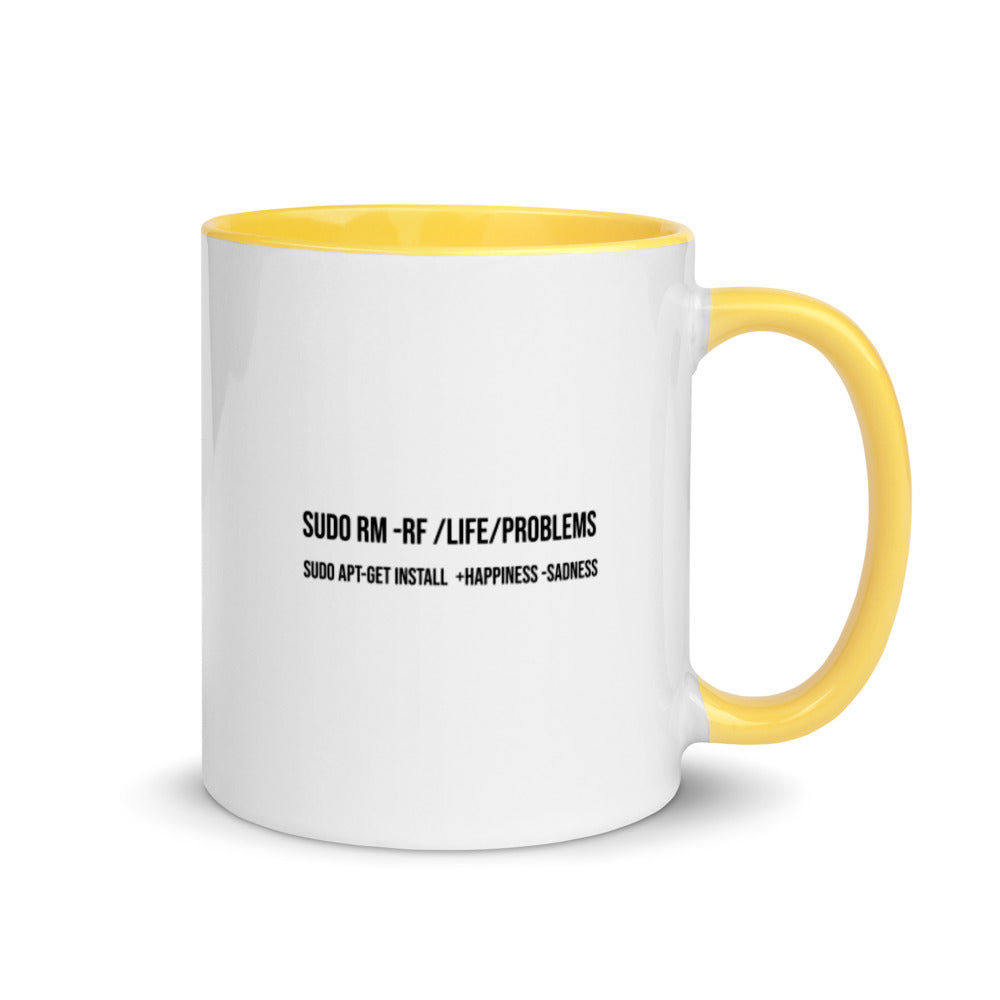 sudo rm -rf lifeproblems - Mug with Color Inside by DarkByteGear