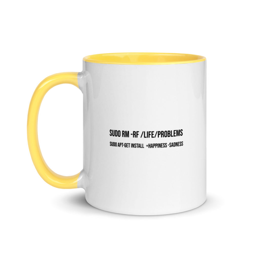 sudo rm -rf lifeproblems - Mug with Color Inside by DarkByteGear