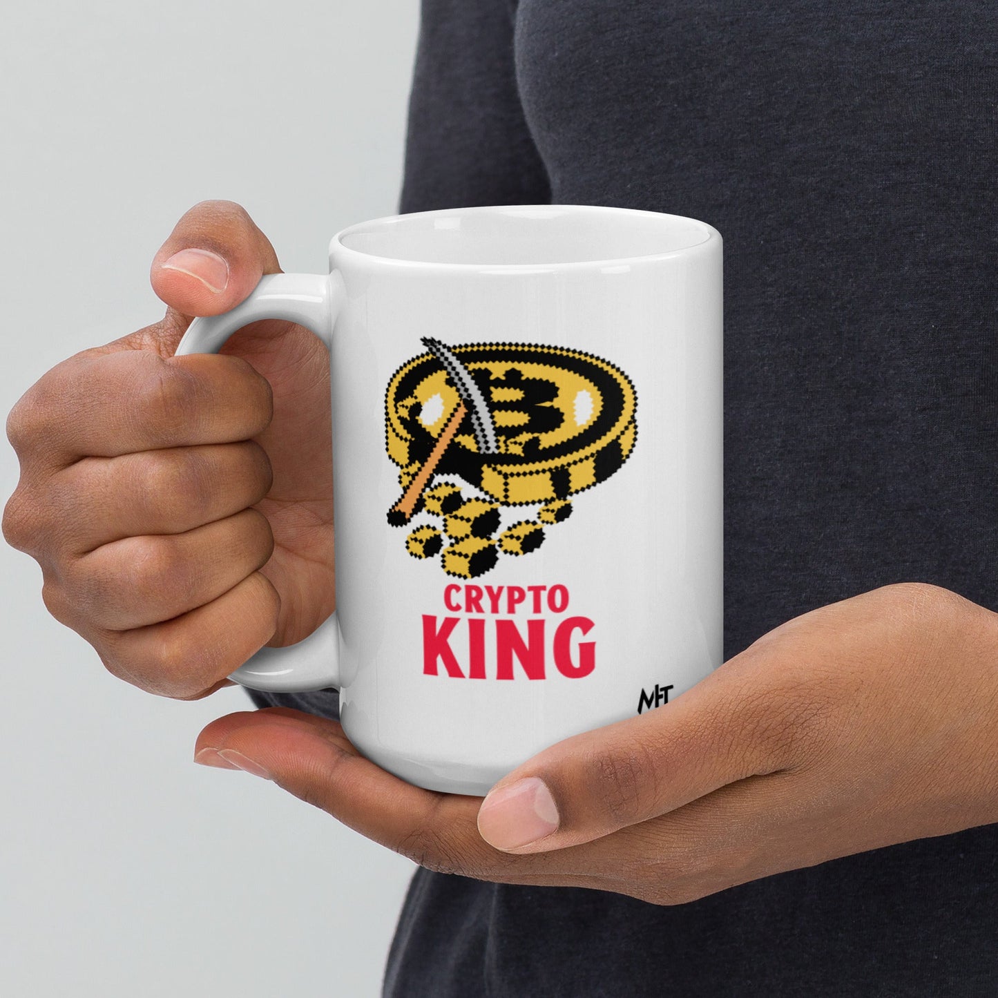 Crypto King - White glossy mug by DarkByteGear