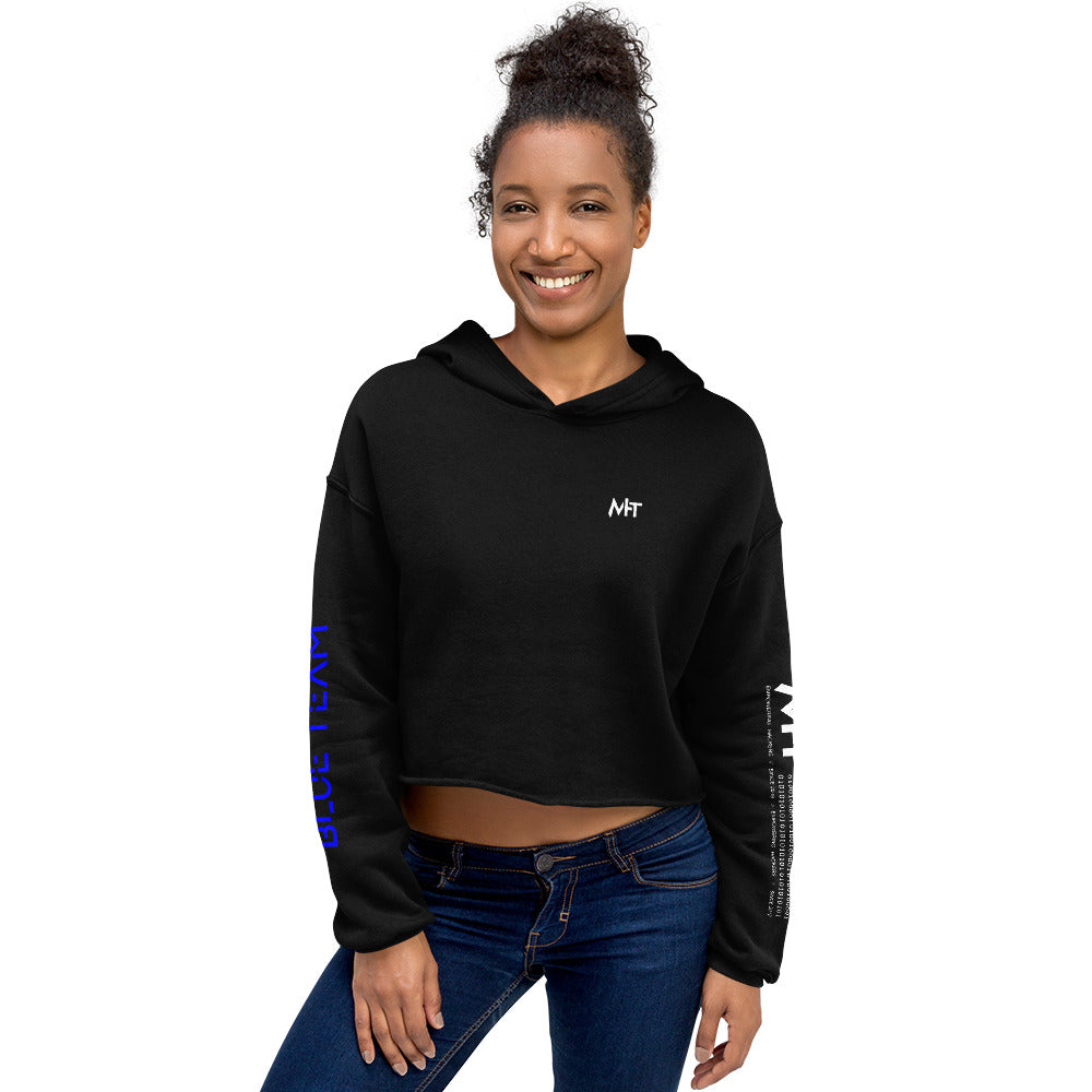 Cybersecurity Blue Team v4 - Crop Hoodie (back print) by DarkByteGear