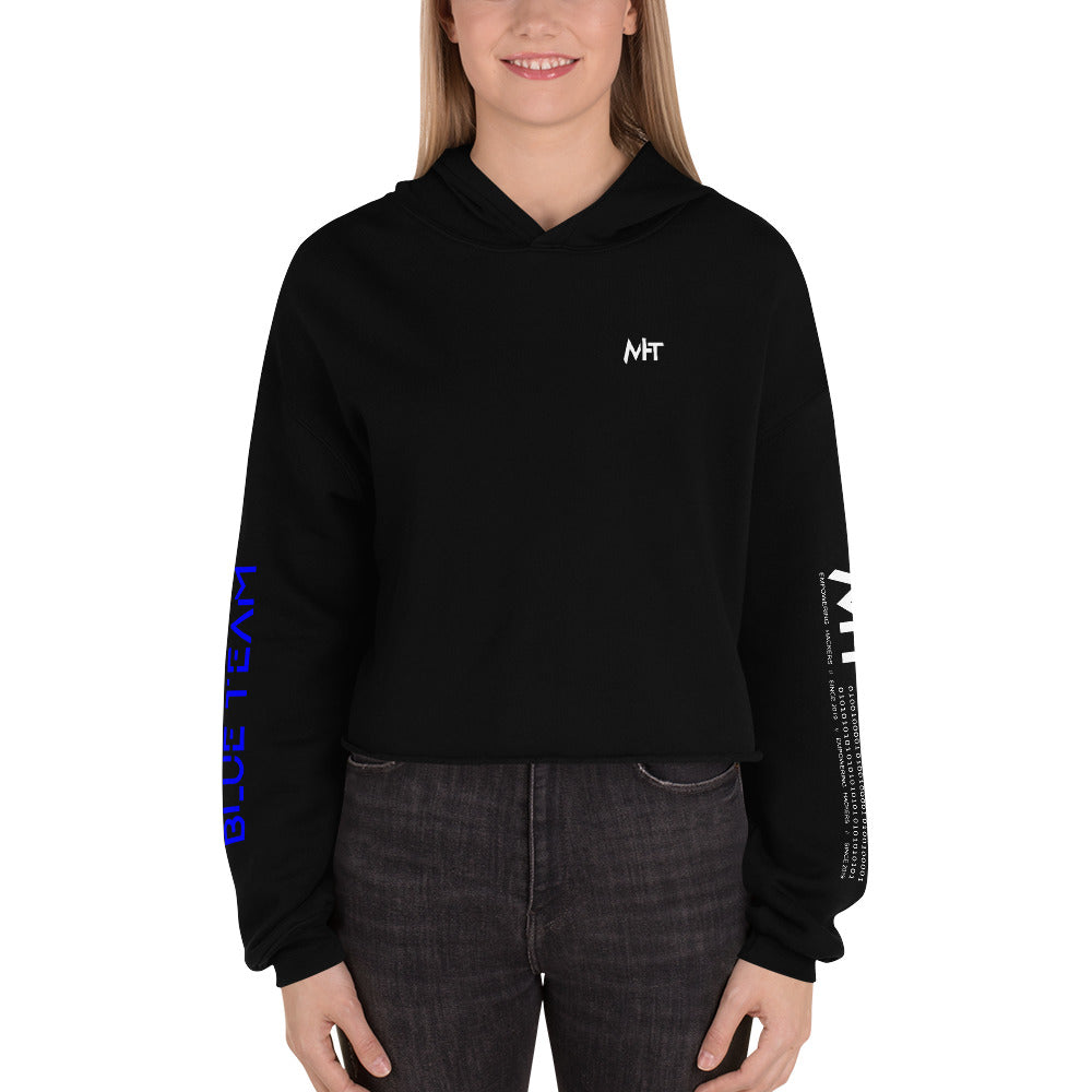 Cybersecurity Blue Team v4 - Crop Hoodie (back print) by DarkByteGear