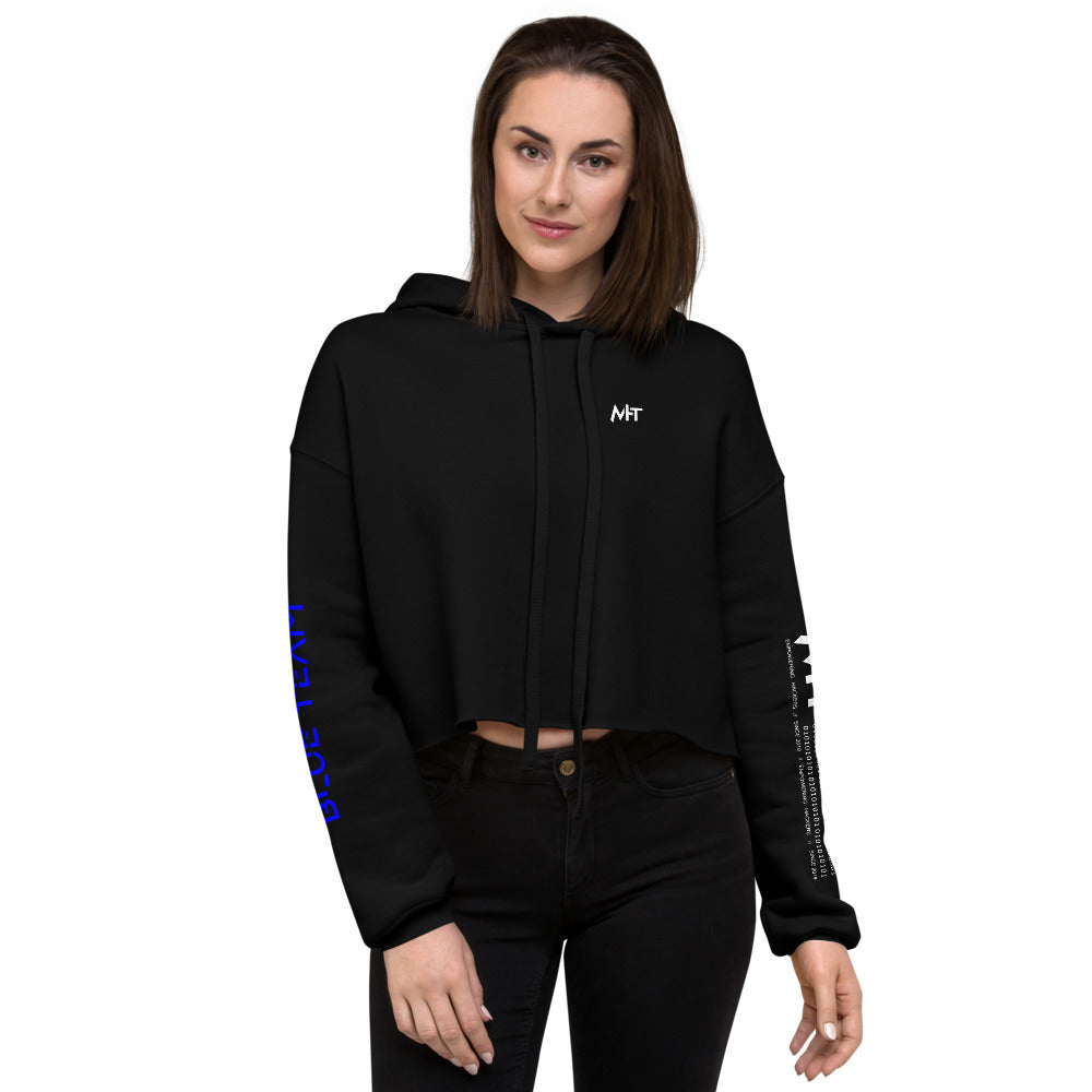 Cybersecurity Blue Team v4 - Crop Hoodie (back print) by DarkByteGear