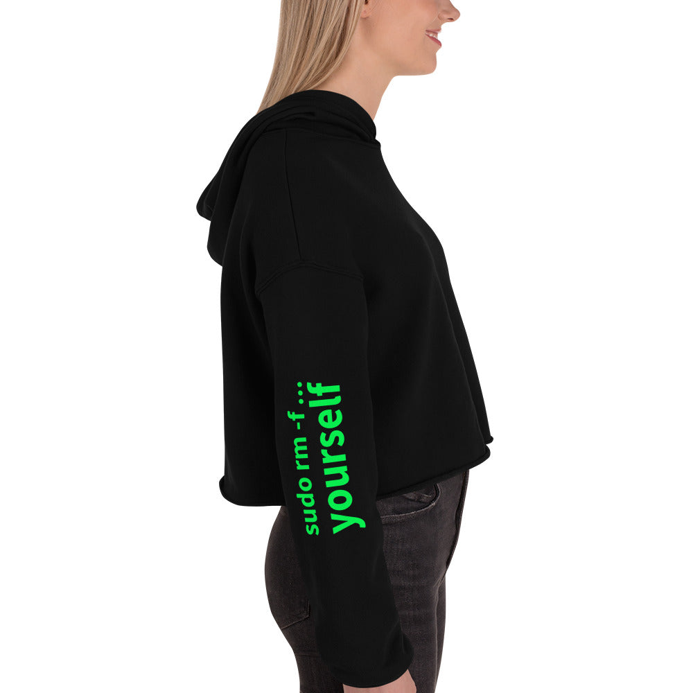 sudo rm -f yourself - Crop Hoodie (all sides print) by DarkByteGear