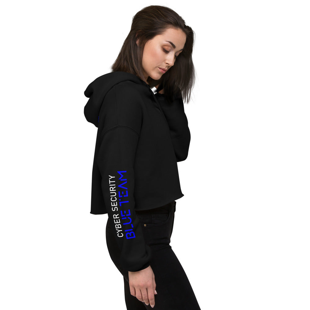 Cybersecurity Blue Team v4 - Crop Hoodie (back print) by DarkByteGear