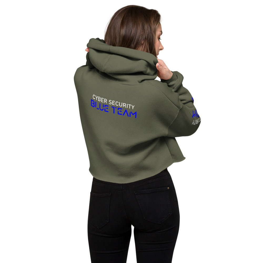 Cybersecurity Blue Team v4 - Crop Hoodie (back print) by DarkByteGear