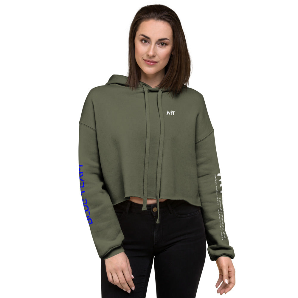 Cybersecurity Blue Team v4 - Crop Hoodie (back print) by DarkByteGear